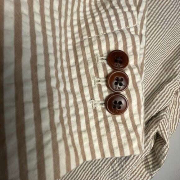 Tommy Hilfiger Brown White Striped Seersucker Blazer M Jacket Resort Vacation - Picture 4 of 7